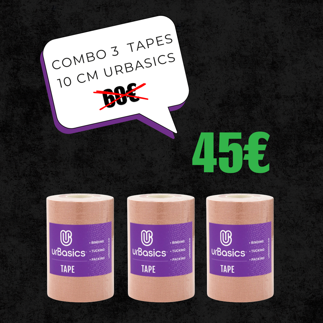 Combo 3 Rollos Tape 10 cm Crema Claro Urbasics